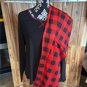 XXL Women’s Black Top with Red Plaid Pajamas